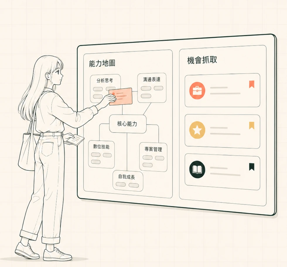 學生使用 Career Town 整理能力地圖與職涯機會